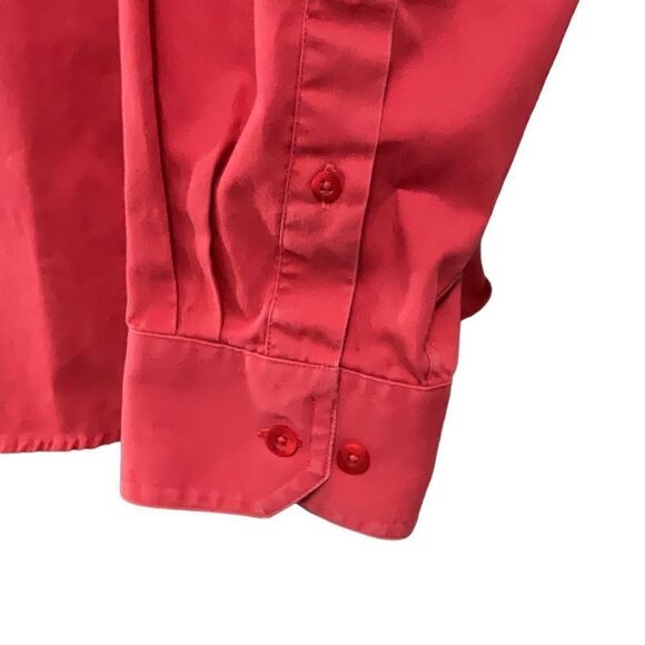 Red Button Down Gander Mtn Long Sleeve Chest Pocket Wrinkle Resistant Shirt Sz L - Picture 4 of 5